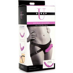 Strap U Charmer Harness Strap On με Διπλό Dildo 20cm Μωβ