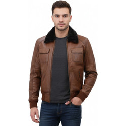 Leather 100 Ανδρικό Μπουφάν Χειμωνιάτικο Δερμάτινο Καφέ 14-M-PHILIP