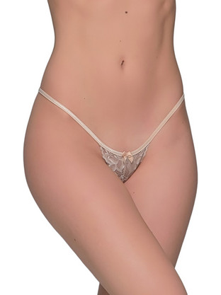 Milena By Paris Γυναικείο Sexy String με Δαντέλα Μπεζ 6525