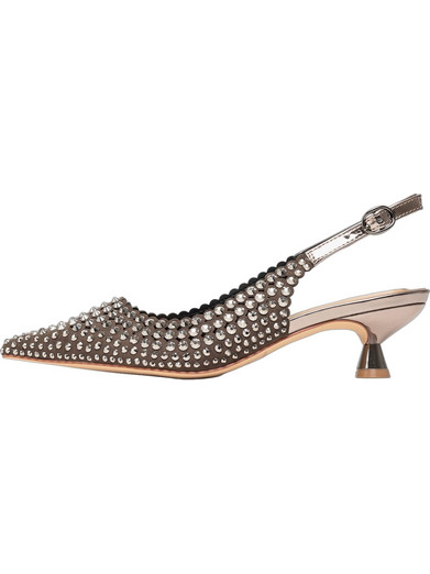 Alma en Pena Γόβες Slingback Δερμάτινες με Τακούνι Στιλέτο με Στρας Μπρονζέ I250531