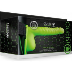 Ouch! Glow In The Dark Ribbed Harness Strap On 21.9cm Πράσινο