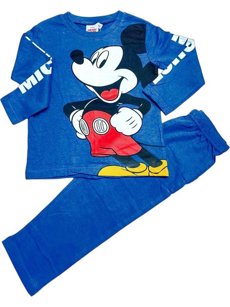 Disney Mickey Mouse Παιδική Πιτζάμα Βαμβακερή Χειμωνιάτικη Royal Blue HU2135
