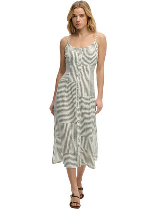 Superdry Midi Καλοκαιρινό Καθημερινό Φόρεμα Μεταξωτό Λευκό W8012079A-LOO