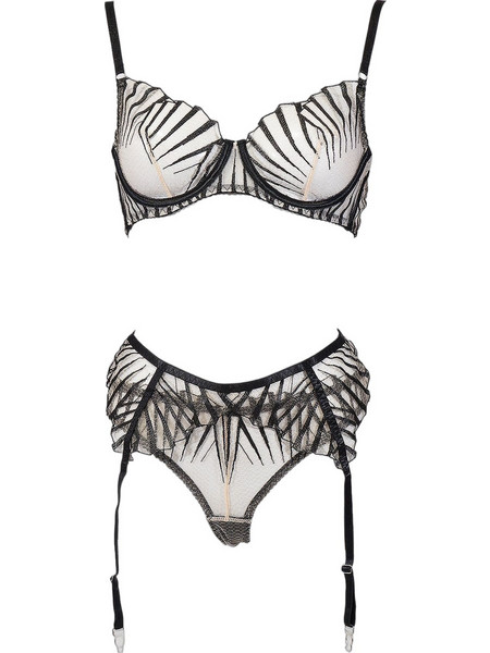 Gsecret Σετ Sexy Εσώρουχα See Through με Ζαρτιέρες Μαύρα LV246-25087
