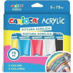 Carioca Σετ Ακρυλικά Χρώματα Ζωγραφικής 75ml 5τμχ