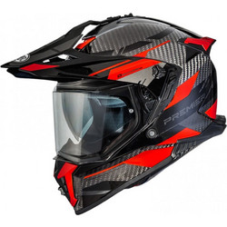 Premier Discovery Carbon EA2 Black Red Κράνος Μηχανής On / Off