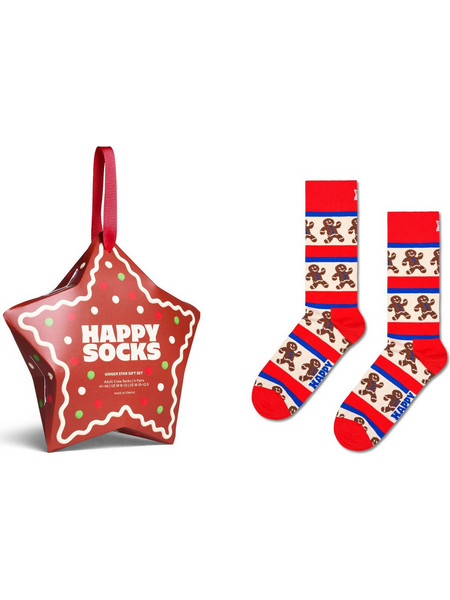 Happy Socks Ginger Star Ανδρικές Κάλτσες Ψηλές με Σχέδια Κόκκινες P006165