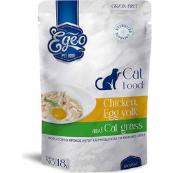 Egeo Pet Food Adult Sterilised Grain Free Mousse with Chicken, Egg Yolk & Cat Grass 85gr