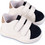 Babywalker Βαπτιστικά Sneakers για Αγόρι Δερμάτινα Ανατομικά Λευκά Navy Μπλε PRI2113