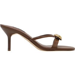 Nine West ERNISE3 Γυναικεία Πέδιλα Δερμάτινα Καφέ με Λεπτό Χαμηλό Τακούνι 21-210