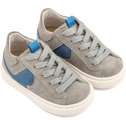 Babywalker Βαπτιστικά Sneakers για Αγόρι Δερμάτινα Ανατομικά Γκρι Μπλε EXC8002