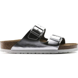 Birkenstock Arizona Δερμάτινα Γυναικεία Σανδάλια Ανατομικά Ασημί 1005960