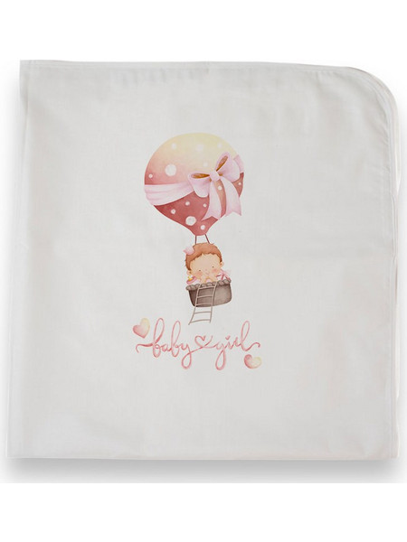 Bonjour Bebe Baby in Air Ballon Πάνα Αγκαλιάς Χασέ Λευκή Ροζ 75x75cm