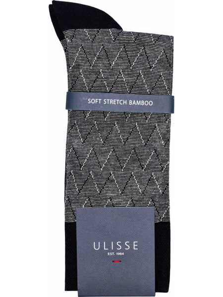 Ulisse Bamboo Ανδρικές Κάλτσες Ψηλές με Σχέδια Μαύρες SC-M100-892