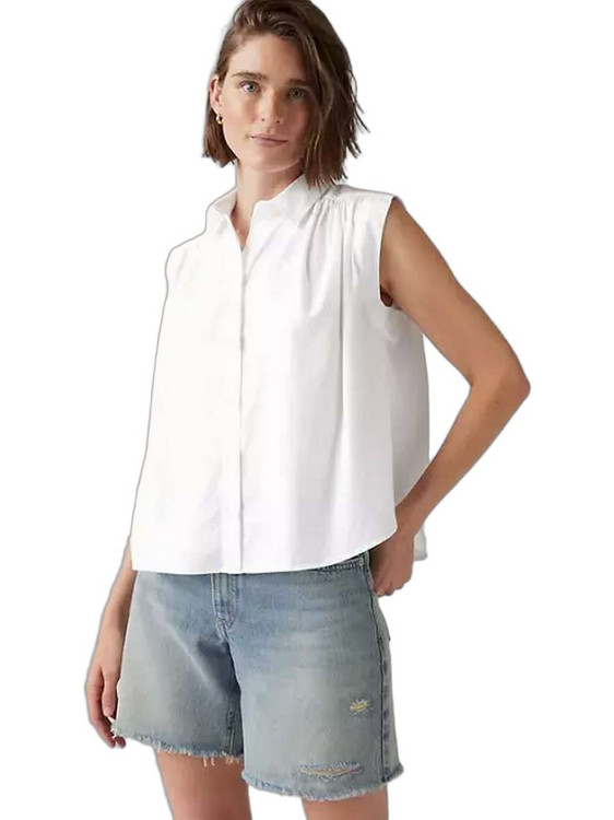 Levi's Αμάνικο Γυναικείο Πουκάμισο Βαμβακερό Mονόχρωμο Λευκό 001SR-0002