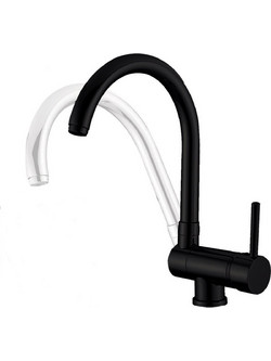 Interflex Window 087634 Μπαταρία Κουζίνας Πάγκου Διπλής Παροχής Σπαστή Ανάμεικτη Μαύρη