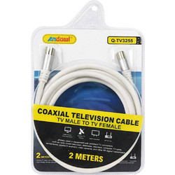 Andowl Καλώδιο Κεραίας Coax Male to Coax Female 2m White Q-TV3255