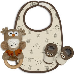 Interbaby Σετ Δώρου για Νεογέννητα Owl Μπεζ Καφέ 3τμχ