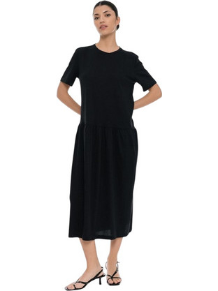 4tailors Midi Καλοκαιρινό Καθημερινό Φόρεμα Μαύρο SS26-321
