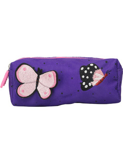 Lyc Sac Butterflies Κασετίνα Βαρελάκι με 2 Θήκες Μωβ 03892
