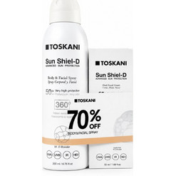Toskani Sun Shiel-D Body & Face Spray SPF50+ 200ml + Fluid Cream SPF50+ 50ml
