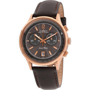 Zeno-Watch Ανδρικό Ρολόι Χρονογράφος με Καφέ Δερμάτινο Λουράκι ZE5181-3