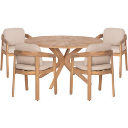 HomeMarkt Cravin Σετ Τραπεζαρία Κήπου Μασίφ Ξύλο 5τμχ Καφέ Εκρού 9995696