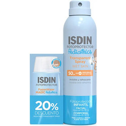 Isdin Pediatrics Transparent Spray SPF50 250ml + Fusion Water Magic SPF50 50ml