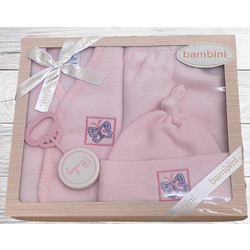 Linea Σετ Ρούχων για Νεογέννητο Κορίτσι Bambini Ροζ 4τμχ