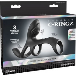 Pipedream Fantasy C-Ringz Cage Max Ελαστικό Δαχτυλίδι Πέους Σιλικόνης με Δόνηση Μαύρο D-246207