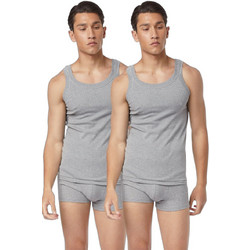 Minerva Comfort Αμάνικα Ανδρικά Φανελάκια Βαμβακερά Σετ 2Pack Γκρι 90-11012-023