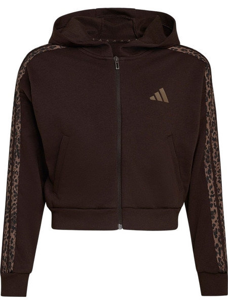 Adidas Παιδική Ζακέτα Φούτερ με Κουκούλα και Φερμουάρ Καφέ KZ0133