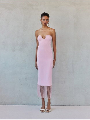 Mix & Match Valentina Midi Καλοκαιρινό Φόρεμα για Γάμο / Βάπτιση Ροζ SS2608