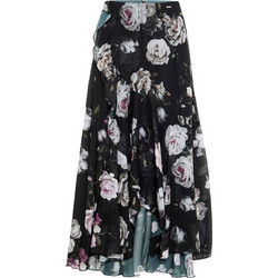 Toi & Moi Μίντι Φούστα Υφασμάτινη Ψηλόμεση Floral Μαύρη 10-4044-126
