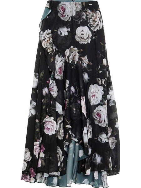 Toi & Moi Μίντι Φούστα Υφασμάτινη Ψηλόμεση Floral Μαύρη 10-4044-126