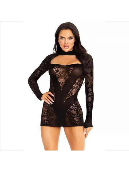 Leg Avenue Sexy Φόρεμα See Through με Δαντέλα Μαύρο D-237733