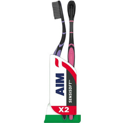 Aim SensiSoft Charcoal Soft Οδοντόβουρτσες 2τμχ Μωβ Ροζ