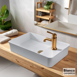 Bianco Lina Επικαθήμενος Νιπτήρας Μπάνιου Πορσελάνης 64x39.5cm Λευκός 528-34790-300