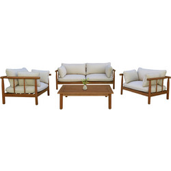 HomeMarkt Elmora Σετ Σαλόνι Κήπου Μασίφ Ξύλο 4τμχ Καφέ Γκρι HM6517