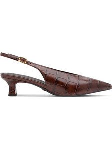 Tamaris Γόβες Slingback Δερμάτινες με Χοντρό Χαμηλό Τακούνι Καφέ 1-29551-47-31Z