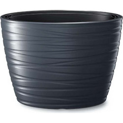 Prosperplast Maze Γλάστρα Στρογγυλή Πλαστική Ανθρακί 38.5x43cm DBMZE600-S433