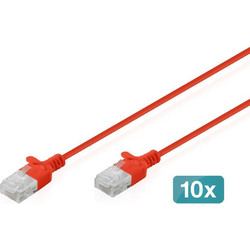 Digitus U/UTP Cat.6 Καλώδιο Δικτύου Ethernet 2m Red 10τμχ DK-1618-020S-R-10