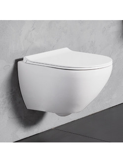 Bianco Ceramica Remo 52 Λεκάνη Τουαλέτας Κρεμαστή Rimless χωρίς Καζανάκι με Κάλυμμα Slim Soft Close Λευκή RM11000SC-300