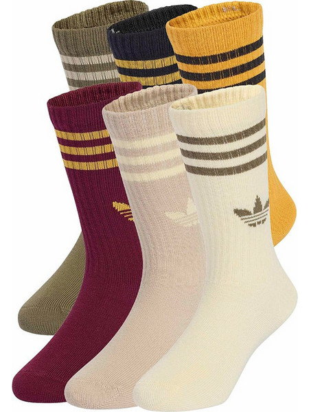 Adidas Originals Ανδρικές Κάλτσες Ψηλές με Σχέδια Μπορντό Χακί Μπεζ Κίτρινες Εκρού Navy Μπλε 6Pack KT1997
