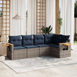 vidaXL Γωνιακός Καναπές Εξωτερικού Χώρου Rattan Μπλε Εκρού 62x62x69cm 5τμχ 3226789