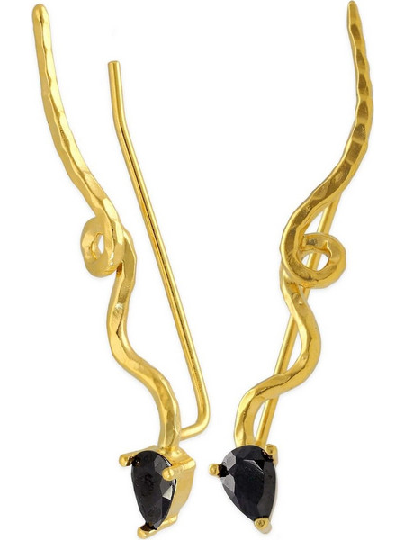 Emmanuela handcrafted for you Γυναικεία Σκουλαρίκια Climbers από Ασήμι 925 Επιχρυσωμένα με Ζιργκόν 1358GR