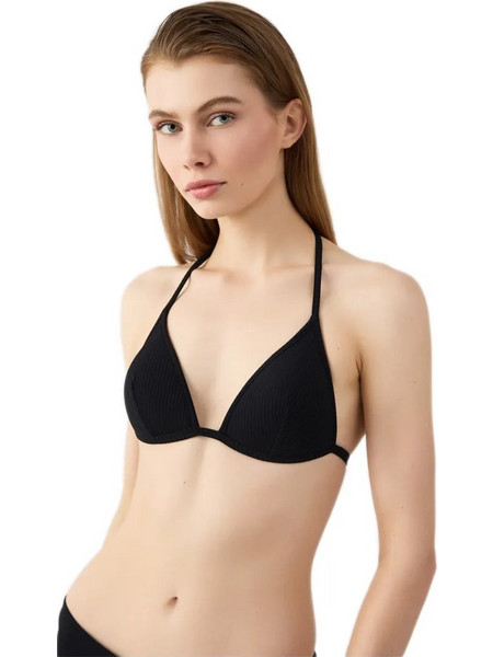 Minerva Bikini Top Τριγωνάκι με Ενίσχυση Μαύρο 90-9188B-045