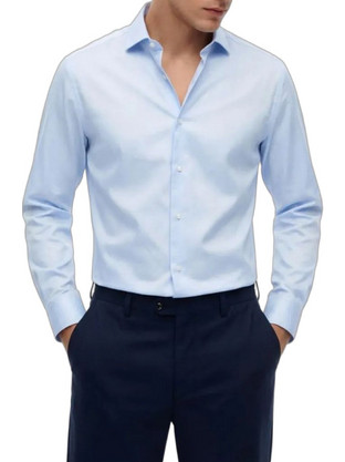 Tommy Hilfiger Ανδρικό Πουκάμισο Βαμβακερό Μακρυμάνικο Κανονική Γραμμή Γαλάζιο MW0MW42779-C3Q