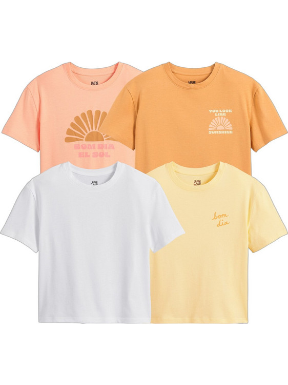 La Redoute Σετ Παιδικά T-Shirt Κοντομάνικα Λευκό Μπεζ Πορτοκαλί 351264825