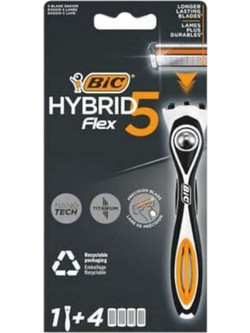 BIC Hybrid Flex 5 Ξυραφάκι με Ανταλλακτικές Κεφαλές με 5 Λεπίδες & Λιπαντική Ταινία 4τμχ